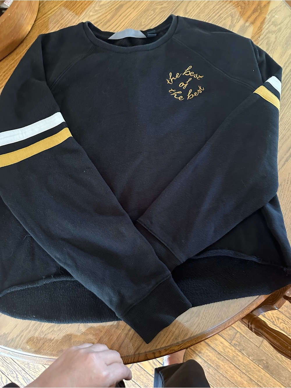 Harley-Davidson Black Crewneck Sweatshirt with Gold & White Sleeve Stripes